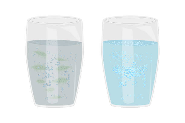 Pure water from source and contaminated water with sludge, bacteria, microbes compared to great southern water pure and filtered water
